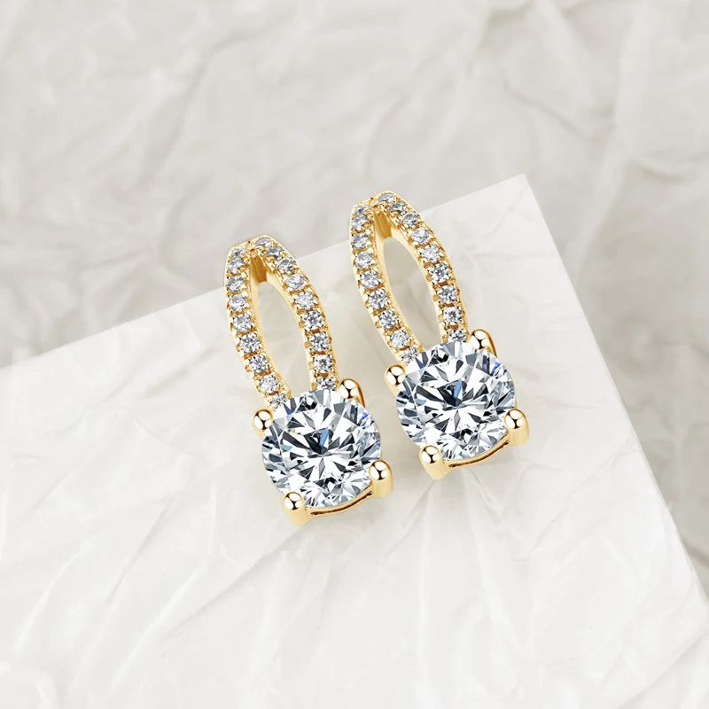 Moissanite Drop Earrings Silver Piercing for Women