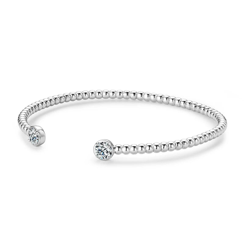 Check Out Our Mobile Watch Price, Womens Bangle Silver Bezel Round Moissanite Bracelet
