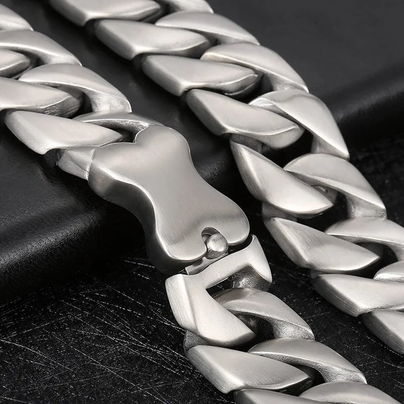 Cuban Chain Dog Bone Charm Necklace for Men and Women