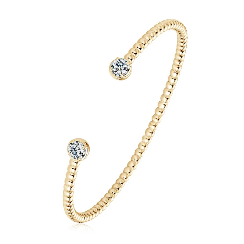 Check Out Our Mobile Watch Price, Womens Bangle Silver Bezel Round Moissanite Bracelet