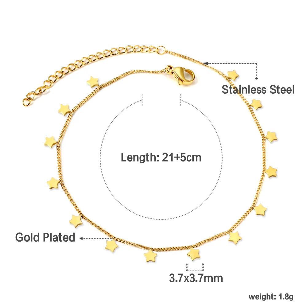 Check Out Our Mobile Watch Price, Geometric Charm Anklet Stainless Steel Tassel Ankle Chain