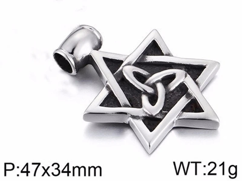 Men's Stainless Steel Chain Link Fashion Hexagram Necklace