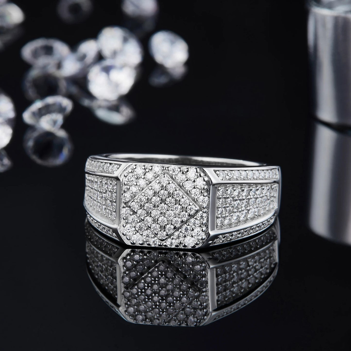 Moissanite Chunky Men's Pinky Ring 925 Sterling Silver