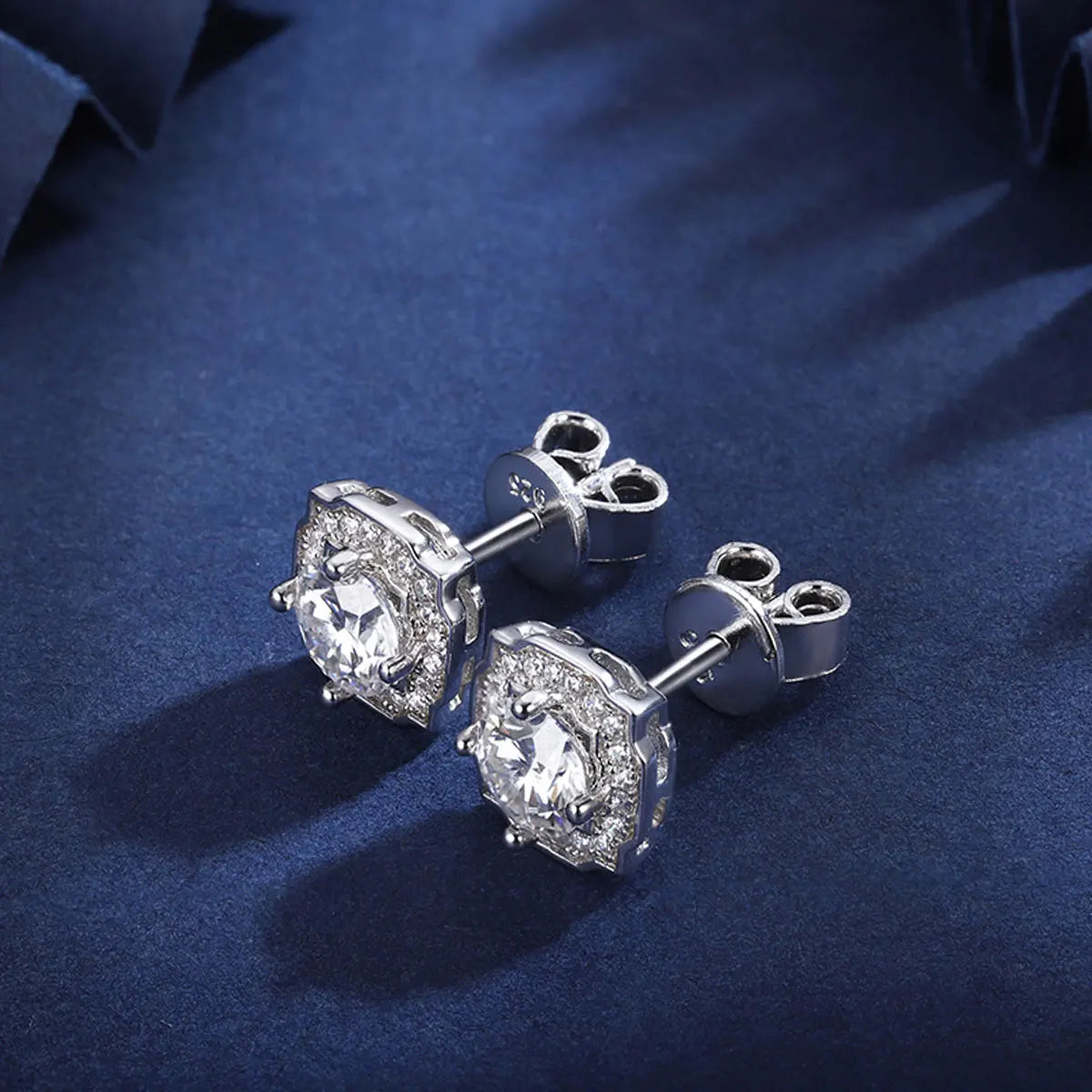 Women's Sterling Silver Moissanite Diamond Stud Earrings