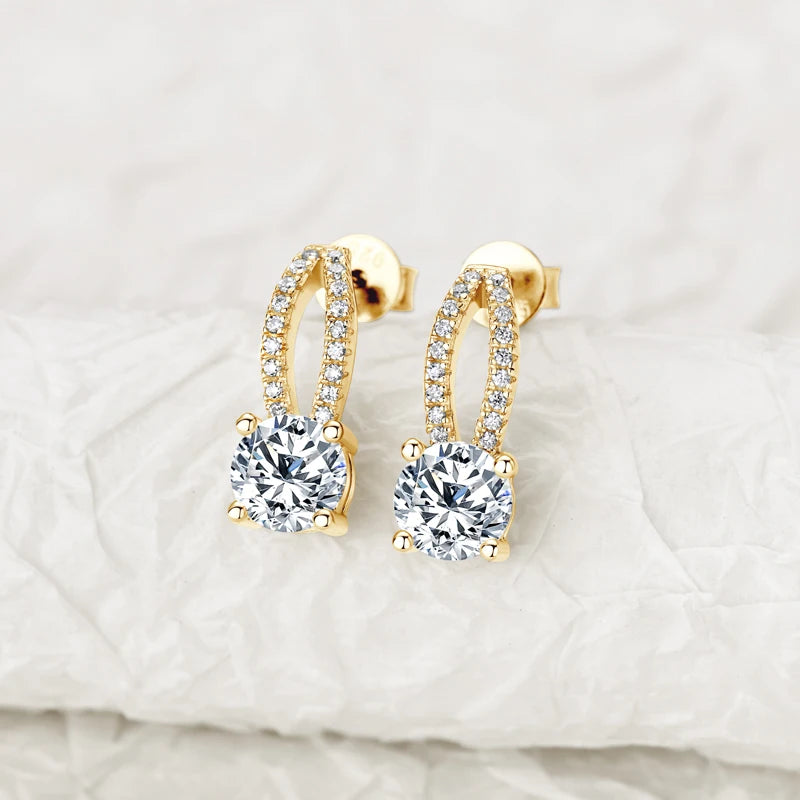 Moissanite Drop Earrings Silver Piercing for Women
