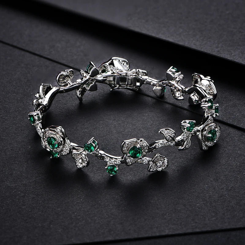 925 Sterling Silver Gold Plated Rose Charms White Bracelets