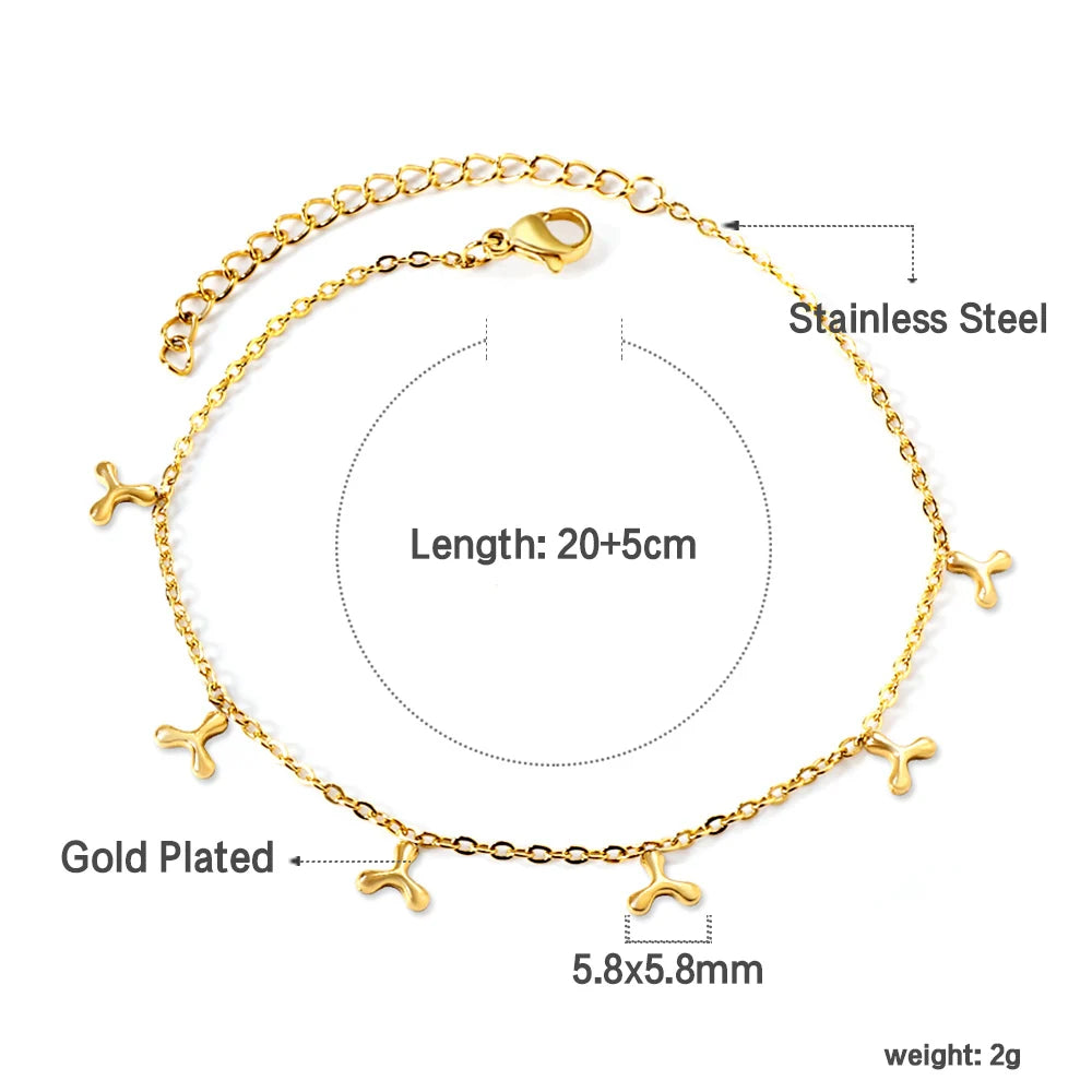 Check Out Our Mobile Watch Price, Geometric Charm Anklet Stainless Steel Tassel Ankle Chain