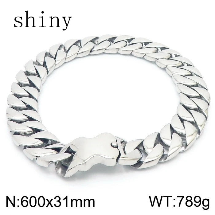 Cuban Chain Dog Bone Charm Necklace for Men and Women