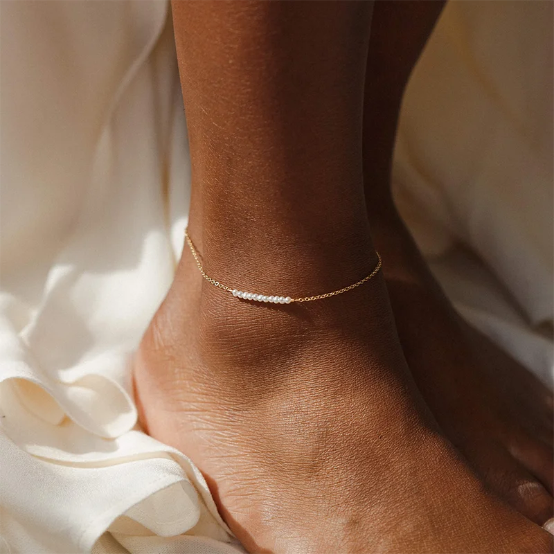 14K Gold Filled Handmade Freshwater Pearl Anklet Bracelet