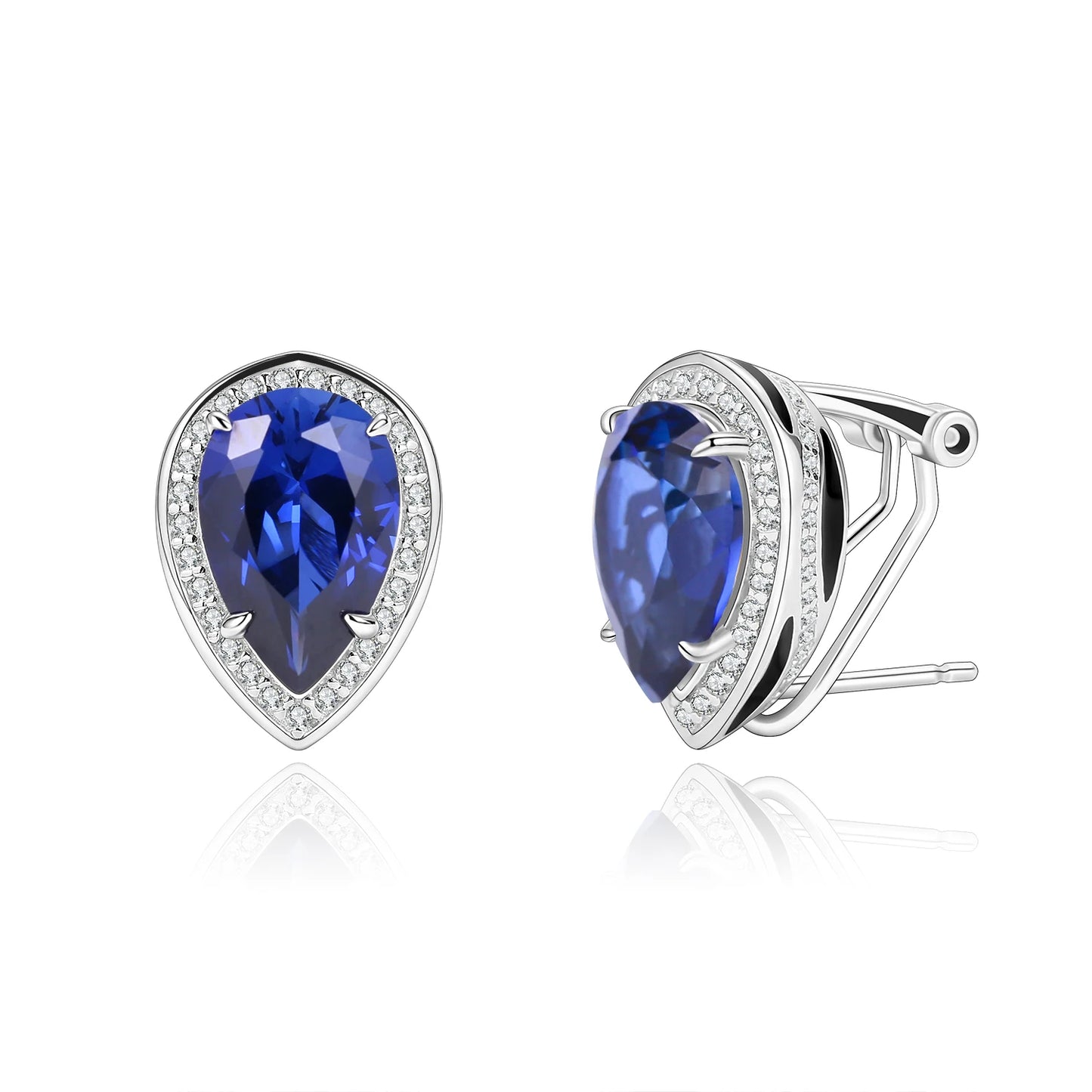 Check Out Our Mobile Watch Price, Tiger Element Pear Shape Blue Sapphire Stud Earrings