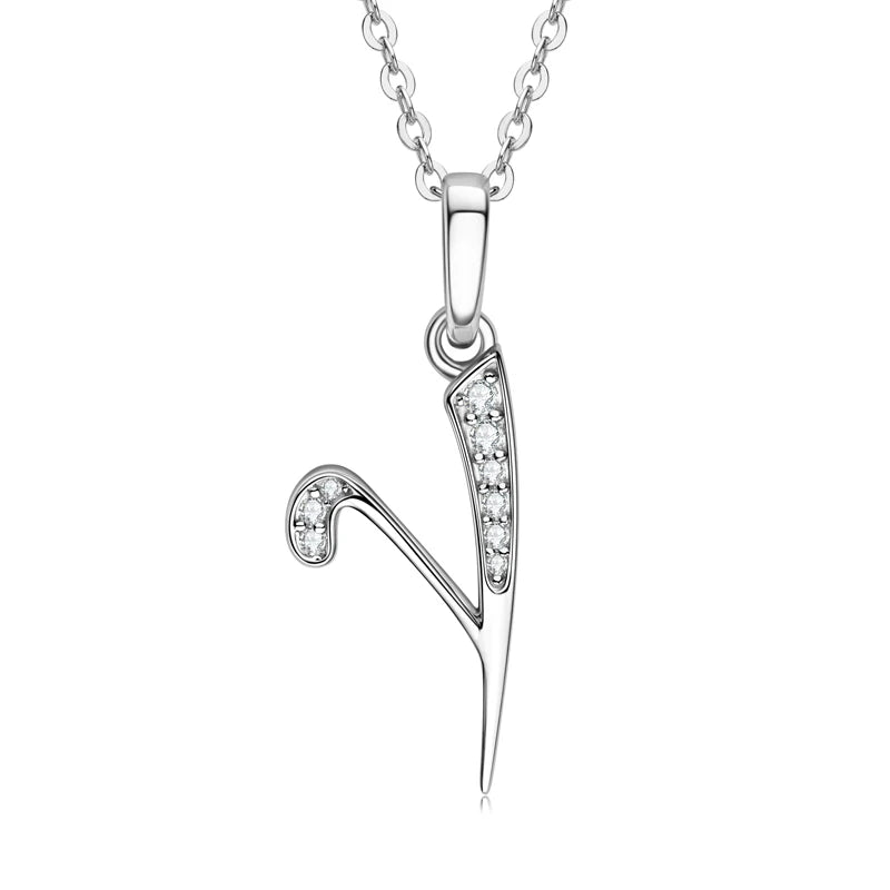 Couples Letter Initial Name Moissanite Necklace 925 Silver