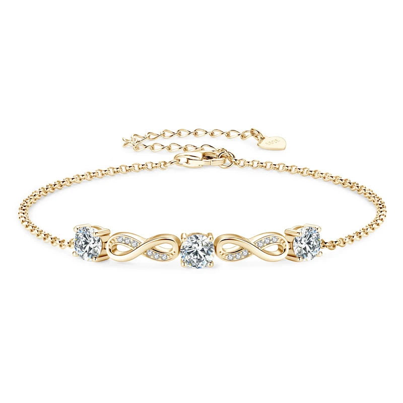 Check Out Our Mobile Watch Price, Womens 18k Gold Plated Moissanite Bracelet Silver Bracelet