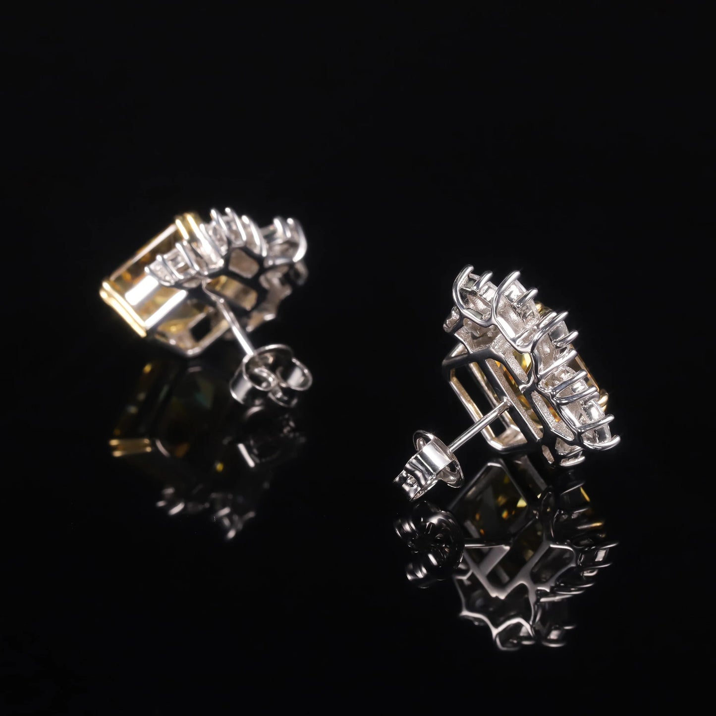 Check Out Our Mobile Watch Price, Womans Sterling Silver Marquise Diamond Yellow Stud Earrings