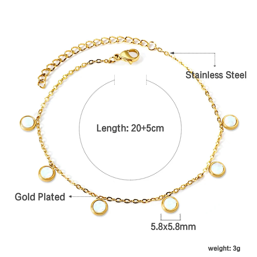 Check Out Our Mobile Watch Price, Geometric Charm Anklet Stainless Steel Tassel Ankle Chain