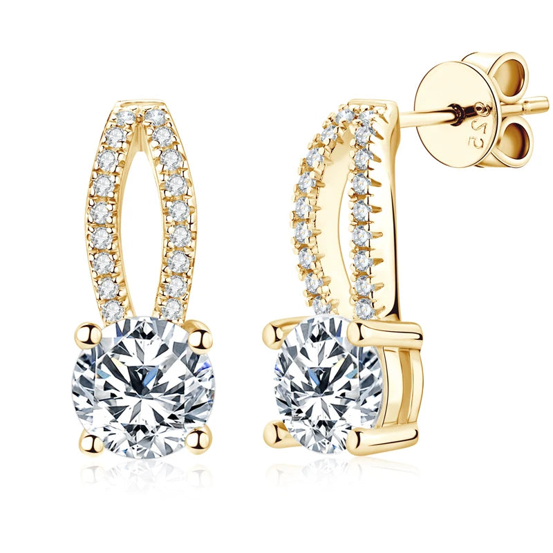 Moissanite Drop Earrings Silver Piercing for Women