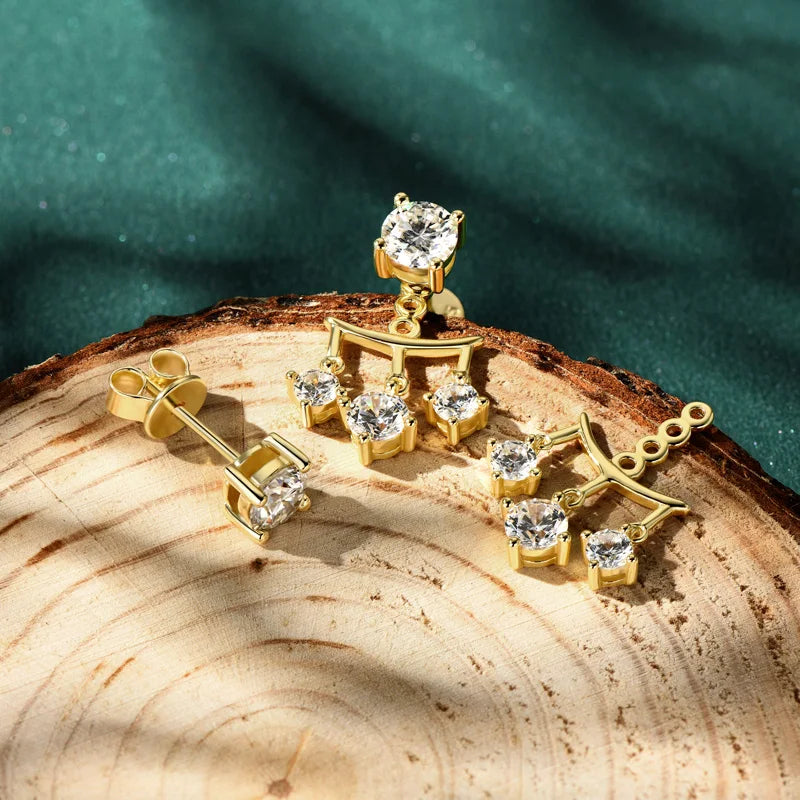 1cttw 5mm Moissanite 925 Silver Drop Stud Earrings for Women