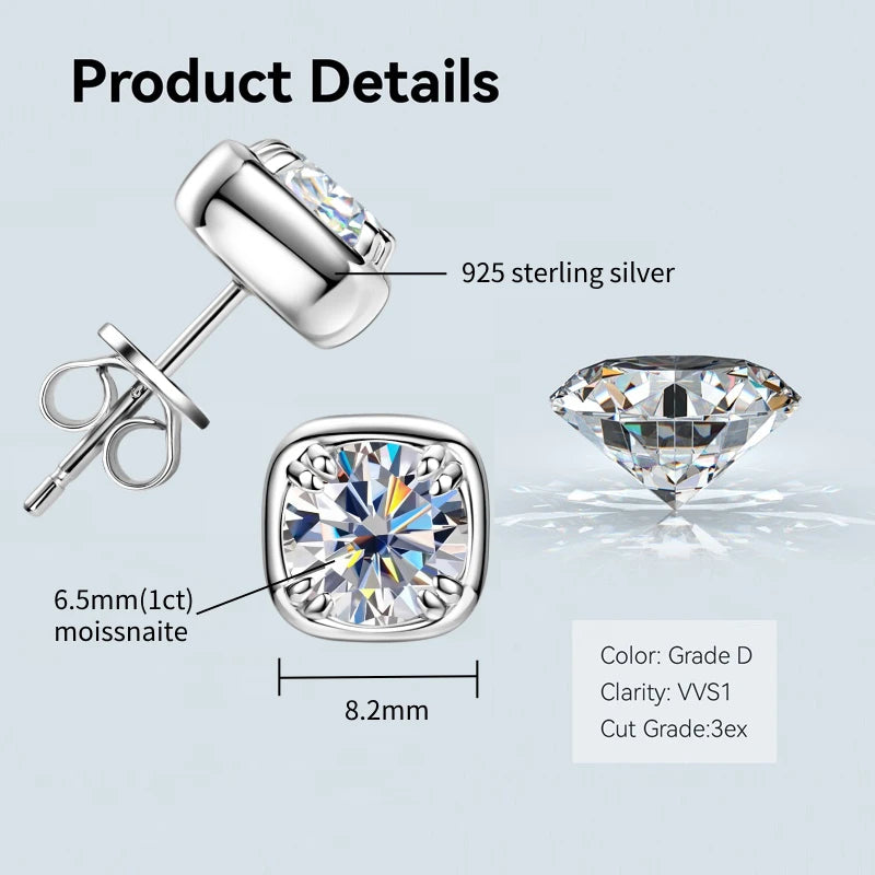 Moissanite Silver Plated Gold Earrings for Women