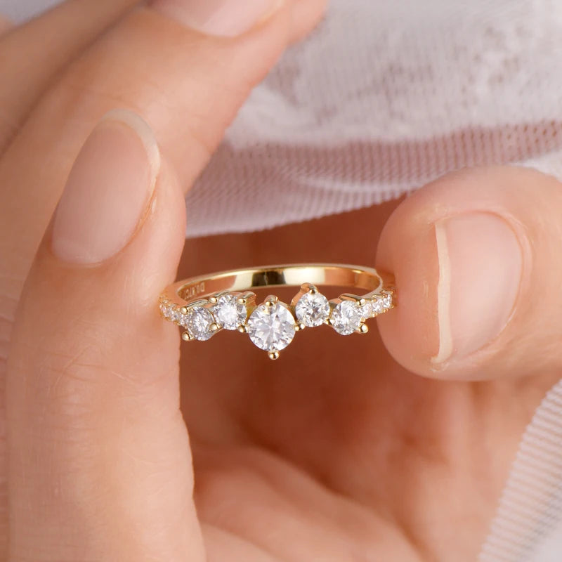 Womens Silver Plated 18k Gold Lab Diamond Moissanite Ring