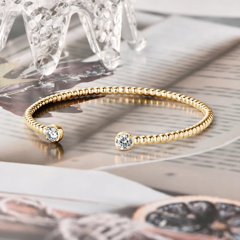 Check Out Our Mobile Watch Price, Womens Bangle Silver Bezel Round Moissanite Bracelet