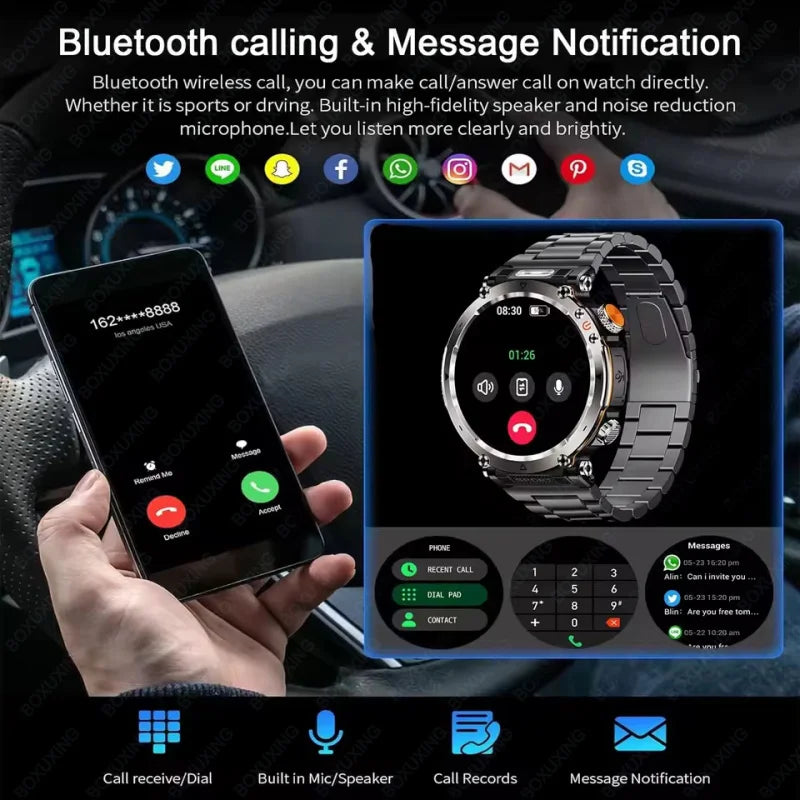 mobile watch price Mens Smart Watch 600mAh LED Flashlight