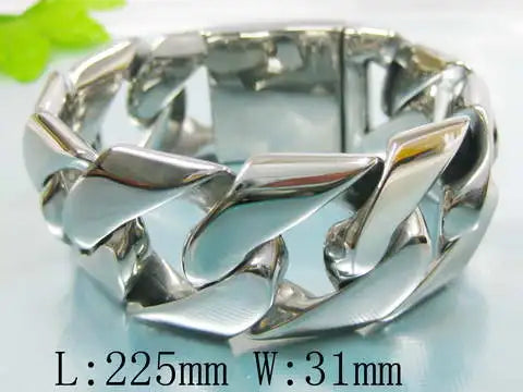 Chunky Men's Bracelet Punk 316L Stainless Steel Cuban Charms