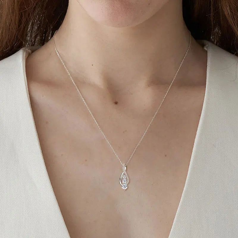 Women's 925 Sterling Silver Adjustable Moissanite Necklace
