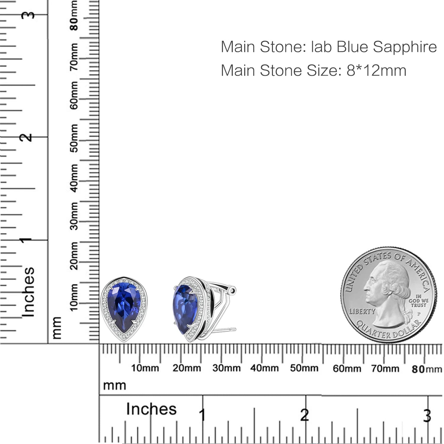 Check Out Our Mobile Watch Price, Tiger Element Pear Shape Blue Sapphire Stud Earrings
