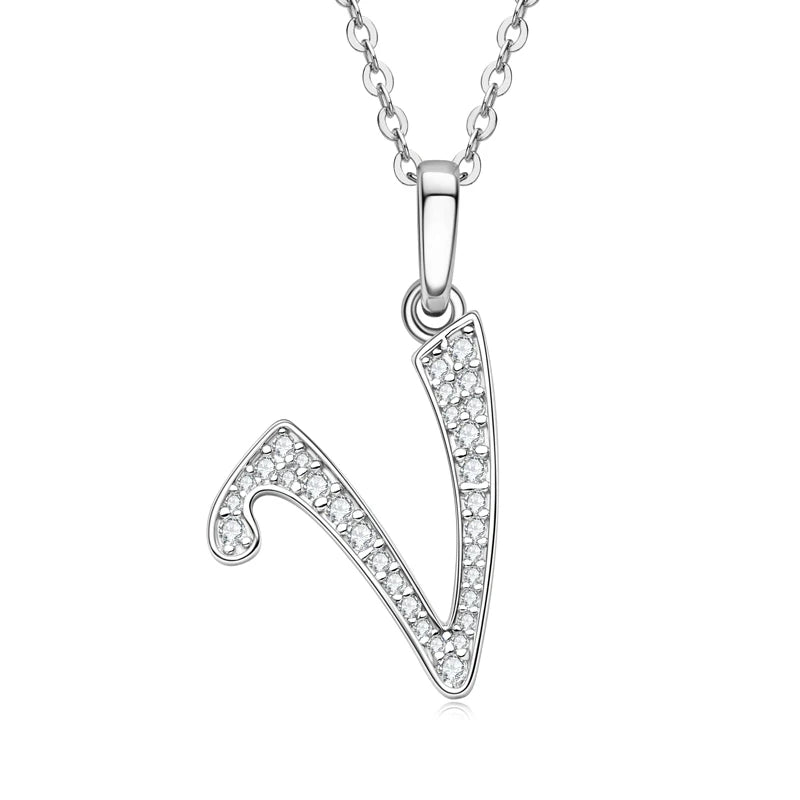 Couples Letter Initial Name Moissanite Necklace 925 Silver