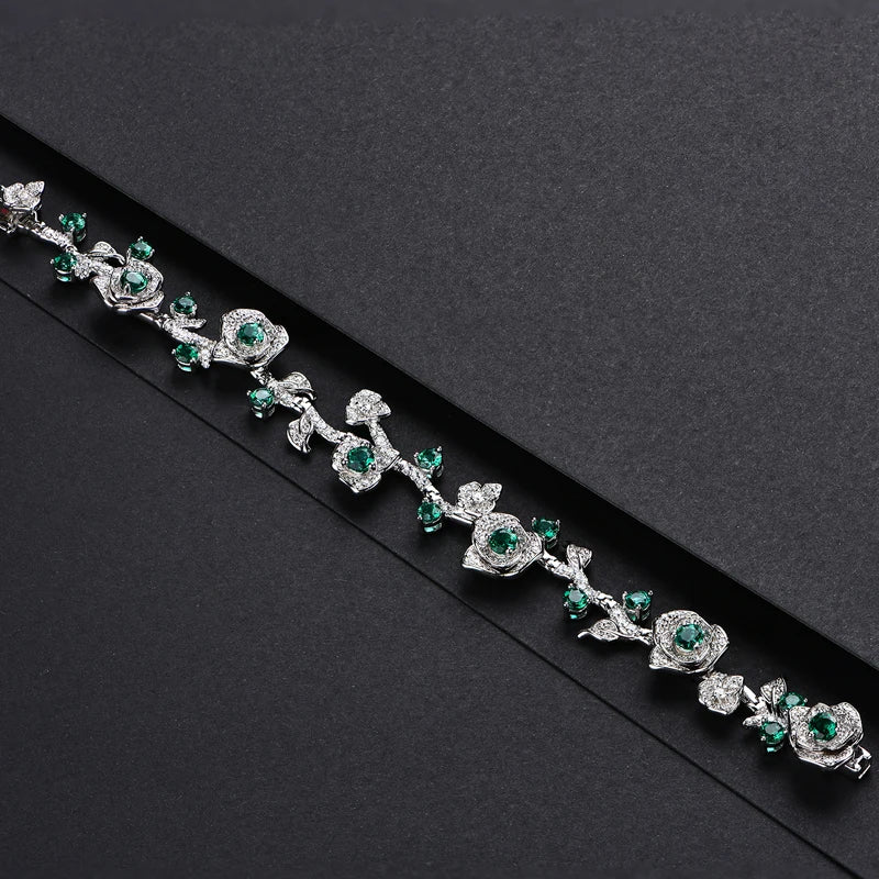 925 Sterling Silver Gold Plated Rose Charms White Bracelets