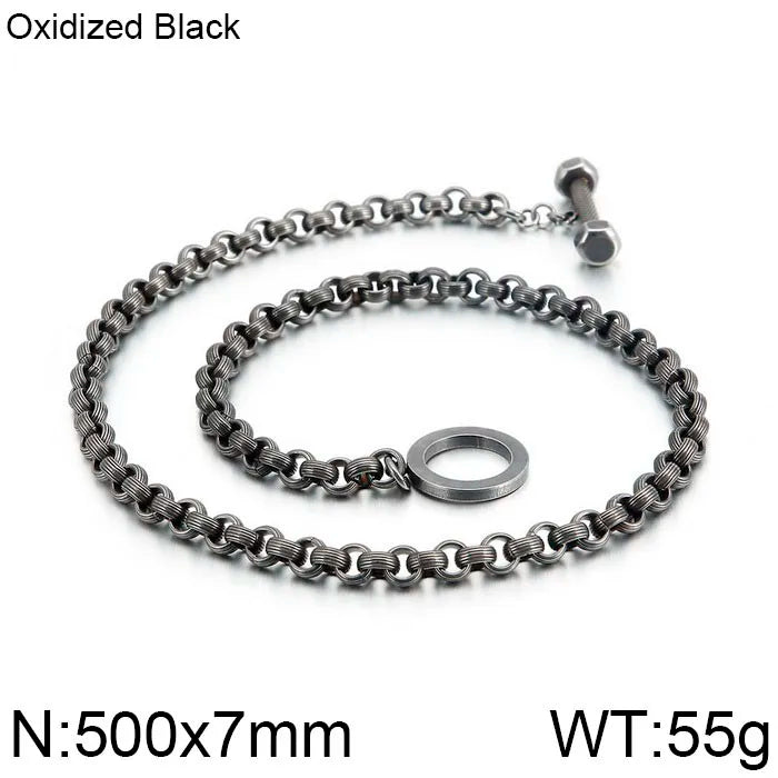 Men's Stainless Steel Matte Chain Link Fashion Necklace