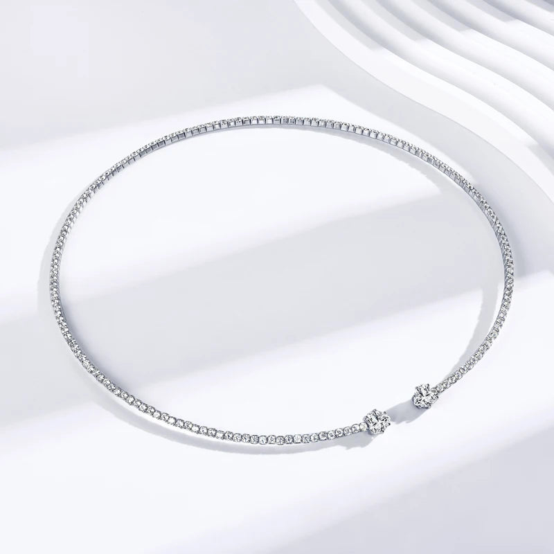 Check Out Our Mobile Watch Price, Women Heart Cut Moissanite Collar Necklace Sterling Silver