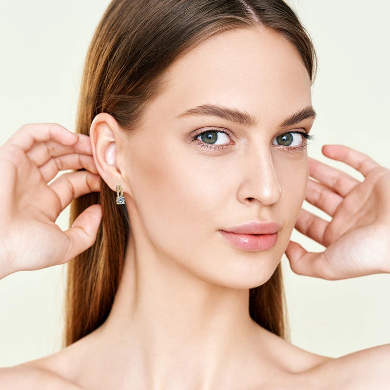 Moissanite Drop Earrings Silver Piercing for Women