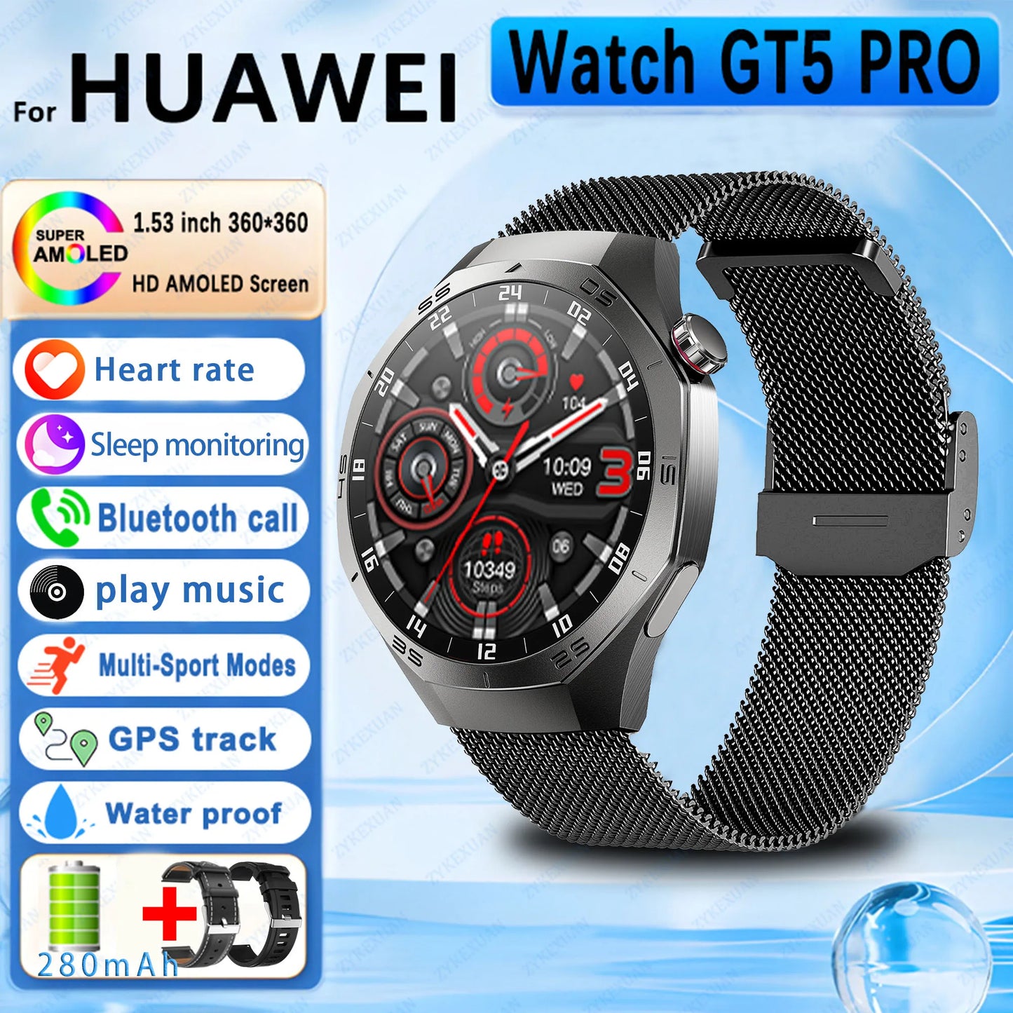 Mobile Watch Price GT5 Pro Smart Watch Heart rate Bluetooth