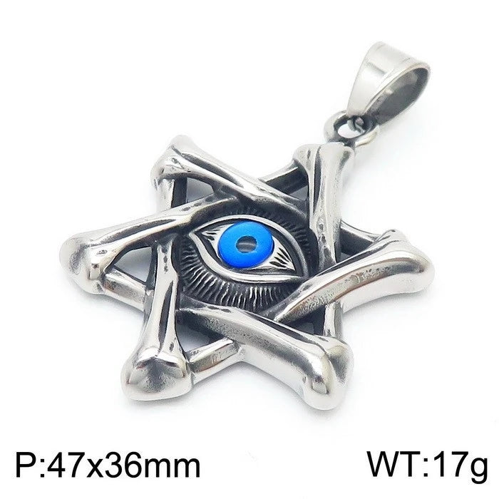 Men's Stainless Steel Chain Link Fashion Hexagram Necklace
