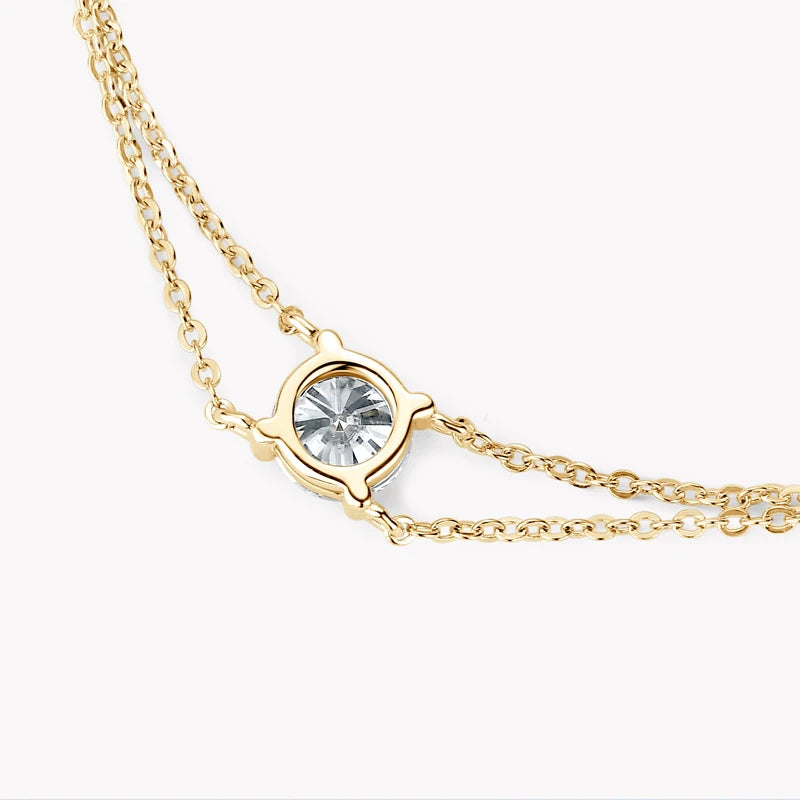 Silver Double Chain Bracelet Moissanite Bracelets for Women