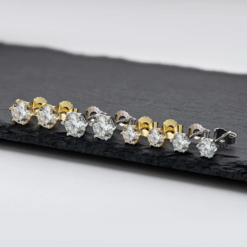 Moissanite Silver Diamond Women & Mens Stud Earrings