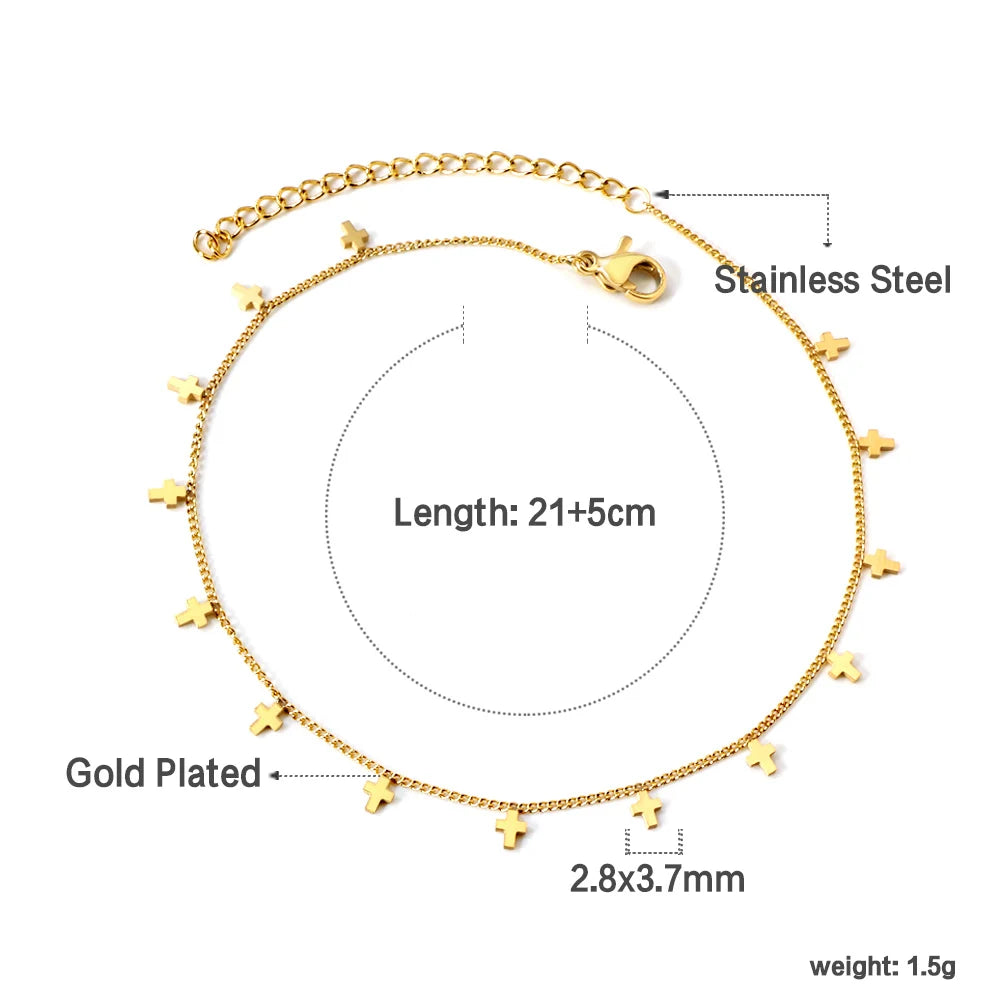 Check Out Our Mobile Watch Price, Geometric Charm Anklet Stainless Steel Tassel Ankle Chain