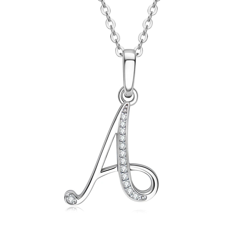 Couples Letter Initial Name Moissanite Necklace 925 Silver