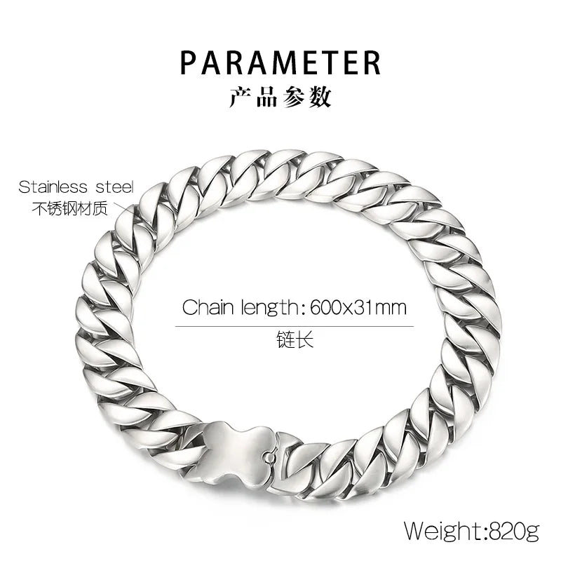 Cuban Chain Dog Bone Charm Necklace for Men and Women