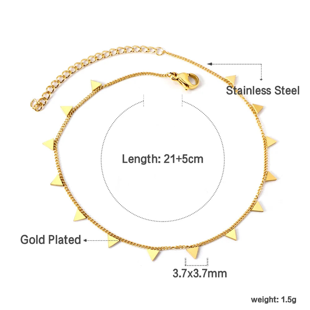 Check Out Our Mobile Watch Price, Geometric Charm Anklet Stainless Steel Tassel Ankle Chain