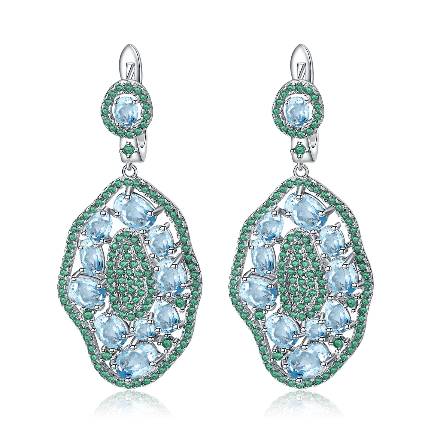 Sky Blue Topaz Hyperbole Sterling Sliver Drop Earrings