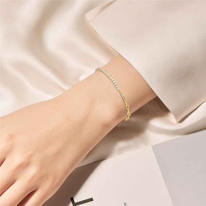 18k Gold Plated Moissanite Cuban Bracelet for Women & Men