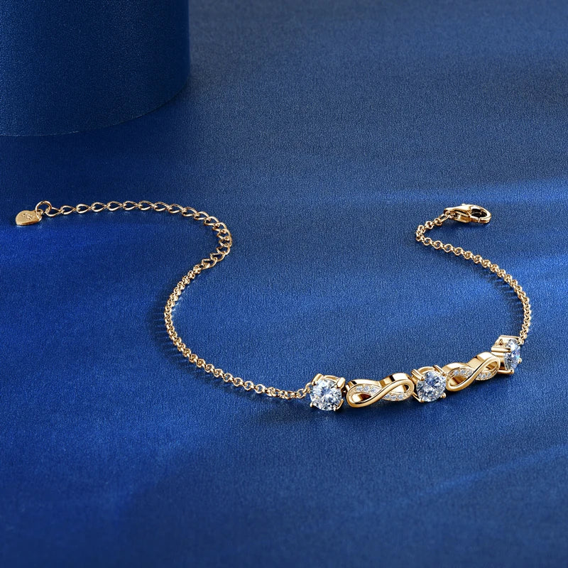 Check Out Our Mobile Watch Price, Womens 18k Gold Plated Moissanite Bracelet Silver Bracelet
