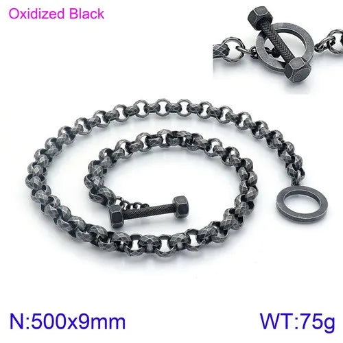 Men's Stainless Steel Matte Chain Link Fashion Necklace