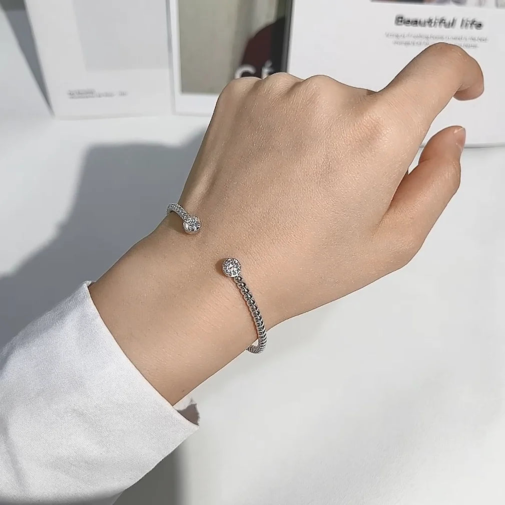 Check Out Our Mobile Watch Price, Womens Bangle Silver Bezel Round Moissanite Bracelet