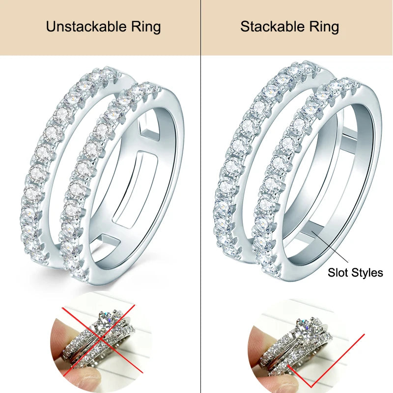 Vintage Double Row Moissanite Engagement Rings For Women