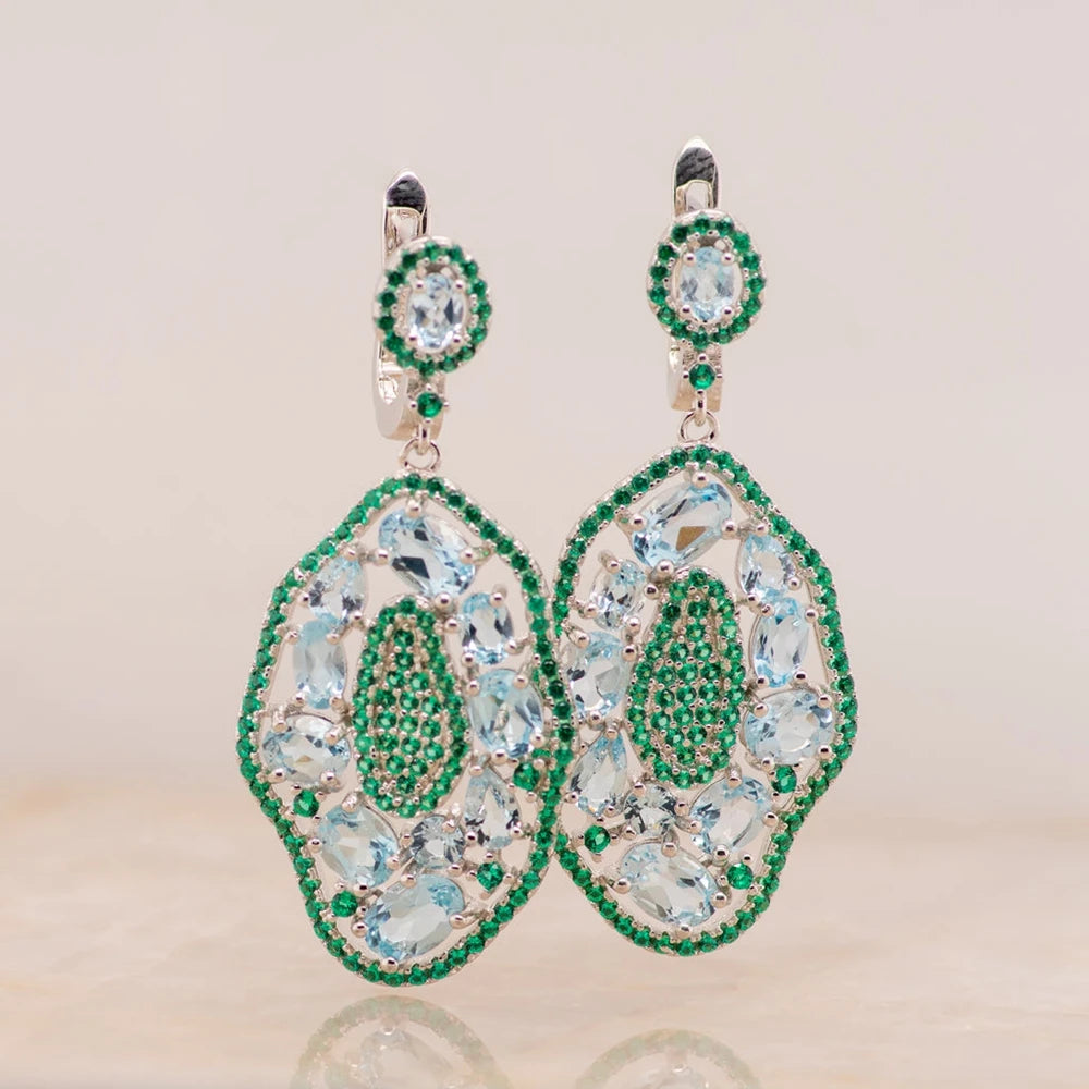Sky Blue Topaz Hyperbole Sterling Sliver Drop Earrings
