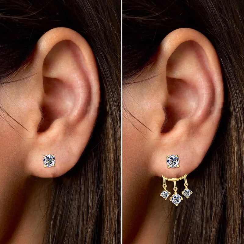 1cttw 5mm Moissanite 925 Silver Drop Stud Earrings for Women