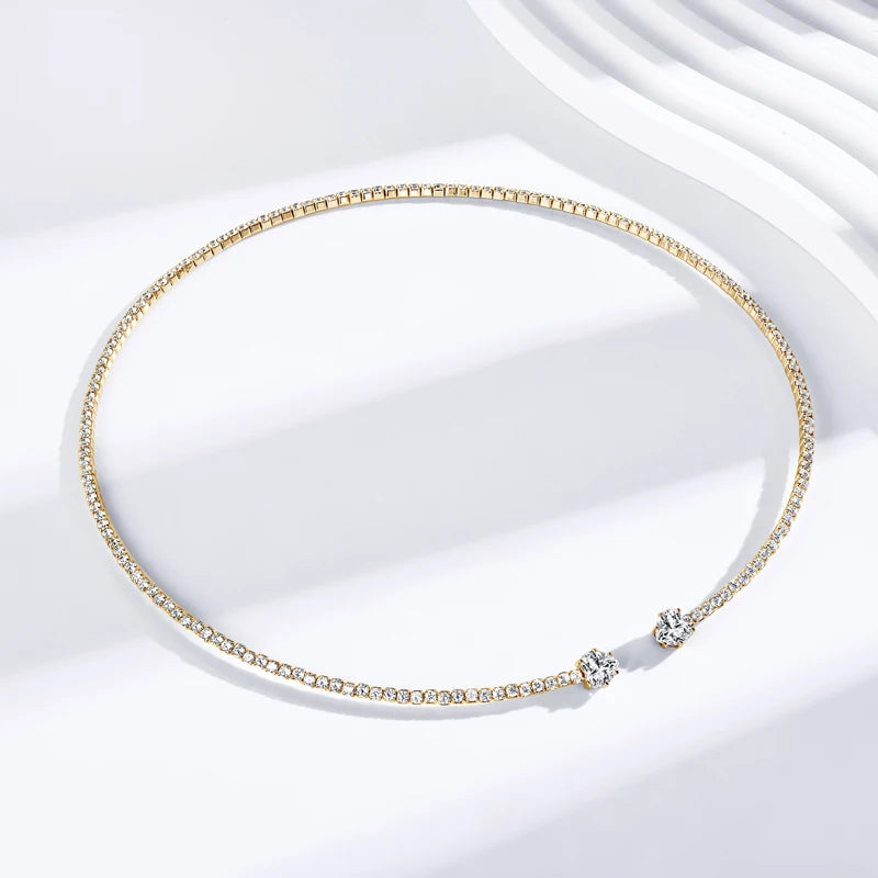 Check Out Our Mobile Watch Price, Women Heart Cut Moissanite Collar Necklace Sterling Silver
