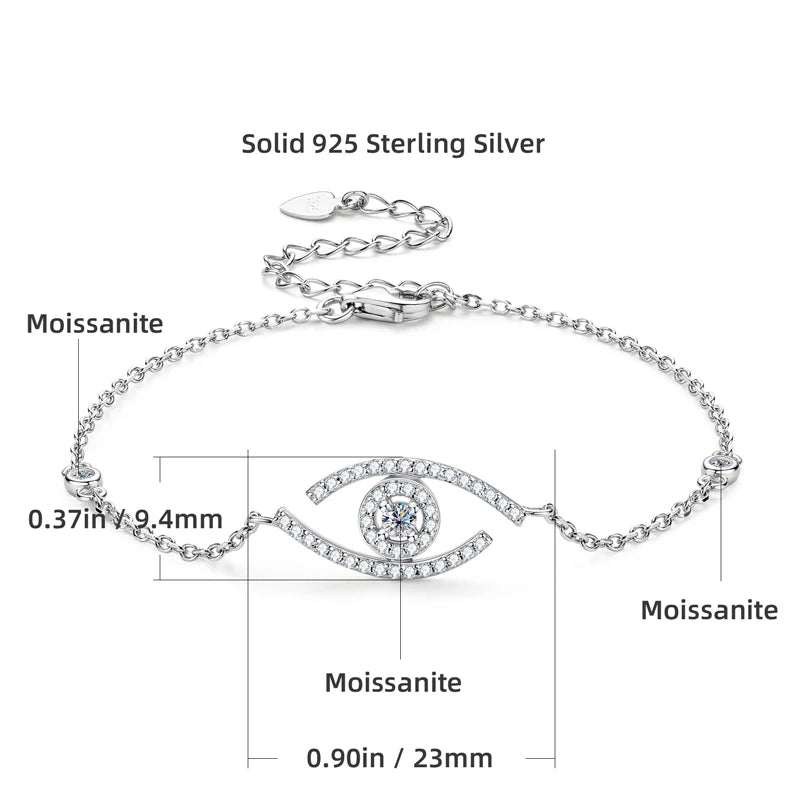 Round Cut Moissanite Evil Eye Charm Bracelet for Women & Men